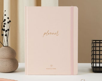 Undated Weekly Planner - Blush (Cloth), luxury diary, organiser, gift for her, gilded edges, monthly, weekly + daily planner book