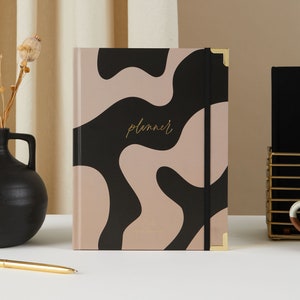 Undated Weekly Planner - Curve (minimalist), luxury diary, organiser, gift for her, gilded edges, monthly, weekly + daily planner book