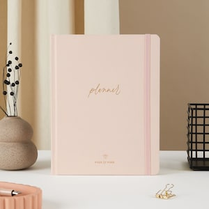 Weekplanner zonder datum - Blush (doek), luxe agenda, agenda, cadeau voor haar, vergulde randen, maandelijks, wekelijks + dagelijks plannerboek