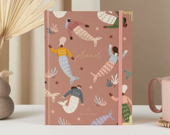 Undated Weekly Planner - Mermaids, luxury diary, organiser, gift for her, gilded edges, monthly, weekly + daily planner book