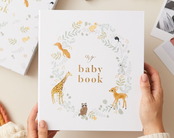 My Baby Book, Baby Memory Book - Animals -  keepsake memory book, folder, record book, journal for newborn, gift for new parents, mum-to-be