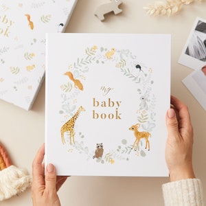 Baby memory book animals zoo nursery theme