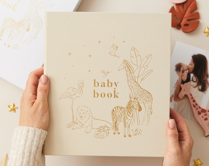 My Baby Book, Baby Memory Book - Safari -  keepsake memory book, folder, record book, journal for newborn, gift for new parents, mum-to-be