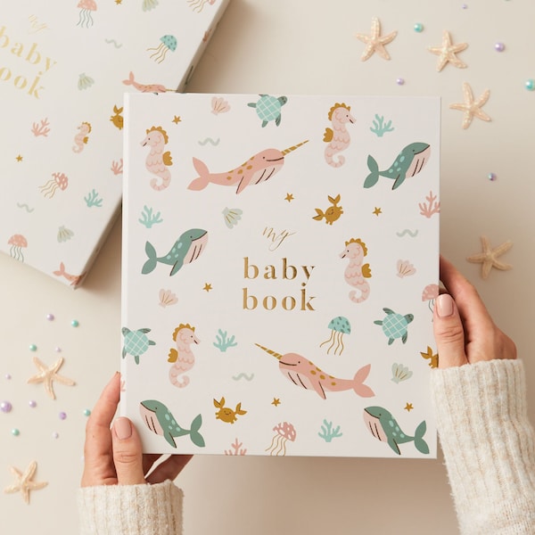 My Baby Book, Baby Memory Book - Sea Friends - baby record book, folder, record book, journal for newborn, gift for new parents, mum-to-be