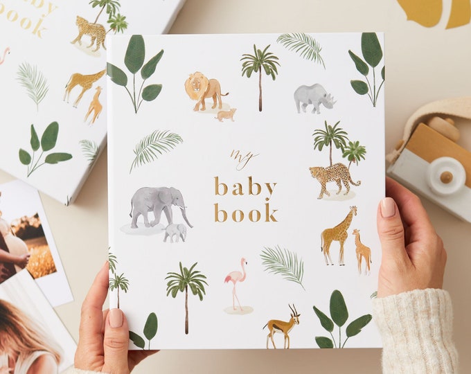 My Baby Book, Baby Memory Book - Jungle -  keepsake memory book, folder, record book, journal for newborn, gift for new parents, mum-to-be