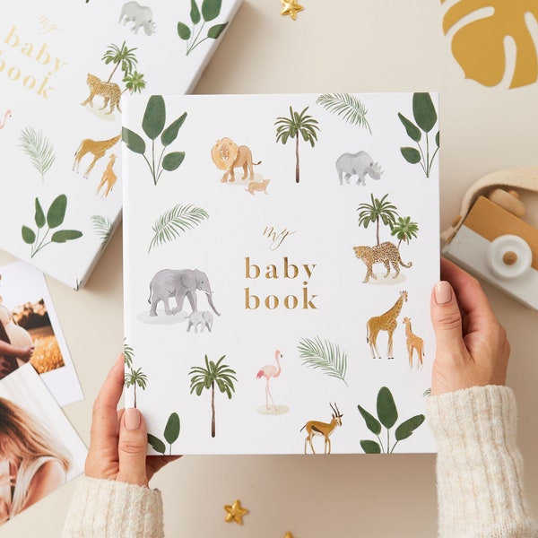 My Baby Book, Baby Memory Book - Jungle - keepsake memory book, folder, record book, journal for newborn, gift for new parents, mum-to-be
