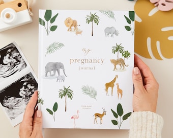 My Pregnancy Journal, Expectant Mother Gift, Pregnancy Planner - Jungle - gift for parents to be, pregnancy record book w/gilded edges