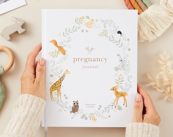 My Pregnancy Journal, Expectant Mother Gift, Pregnancy Planner - Animals - gift for parents to be, pregnancy record book w/gilded edges