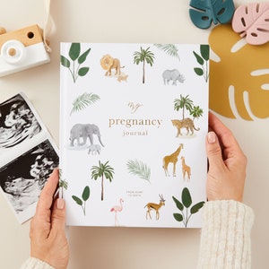 My Pregnancy Journal, Expectant Mother Gift, Pregnancy Planner - Jungle - gift for parents to be, pregnancy record book w/gilded edges