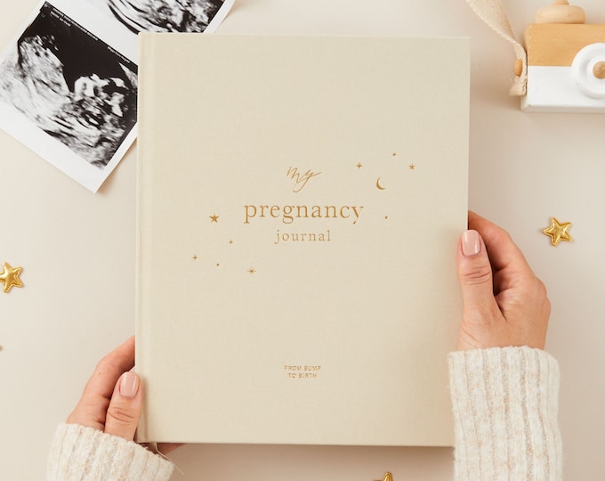 My Pregnancy Journal, Expectant Mother Gift, Pregnancy Planner - Pearl - gift for parents to be, pregnancy record book w/gilded edges