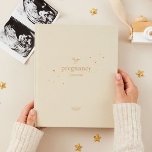 My Pregnancy Journal, Expectant Mother Gift, Pregnancy Planner - Pearl - gift for parents to be, pregnancy record book w/gilded edges