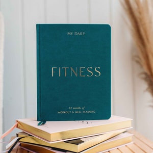 My Daily Fitness Planner -  Wellness Journal (Forest -  Vegan Leather) - luxury gift for her, gym planner and meal planner
