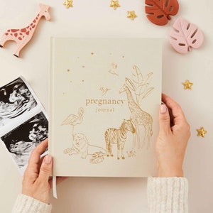 My Pregnancy Journal, Expectant Mother Gift, Pregnancy Planner - Safari - gift for parents to be, pregnancy record book w/gilded edges