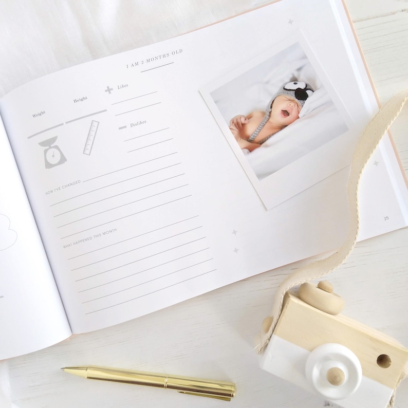Luxury Baby Memory Book – (My baby journal - Grey with Gold Foil), baby shower gift, new parents gift, grandparents, with gilded edges bild 8