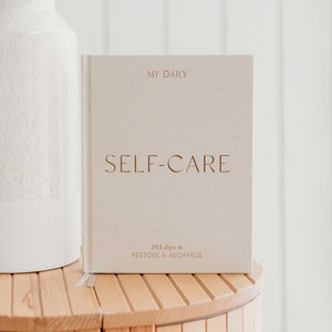 My Daily Self-Care Journal -  Wellness Journal (Almond) - luxury gift for her, self-care and gratitude journal, with sticker sheets