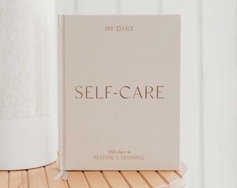 My Daily Self-Care Journal -  Wellness Journal (Almond) - luxury gift for her, self-care and gratitude journal, with sticker sheets