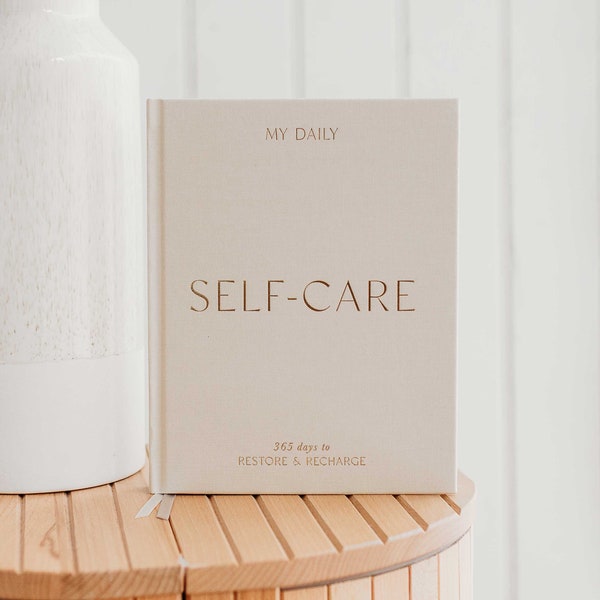 My Daily Self-Care Journal -  Wellness Journal (Almond) - luxury gift for her, self-care and gratitude journal, with sticker sheets