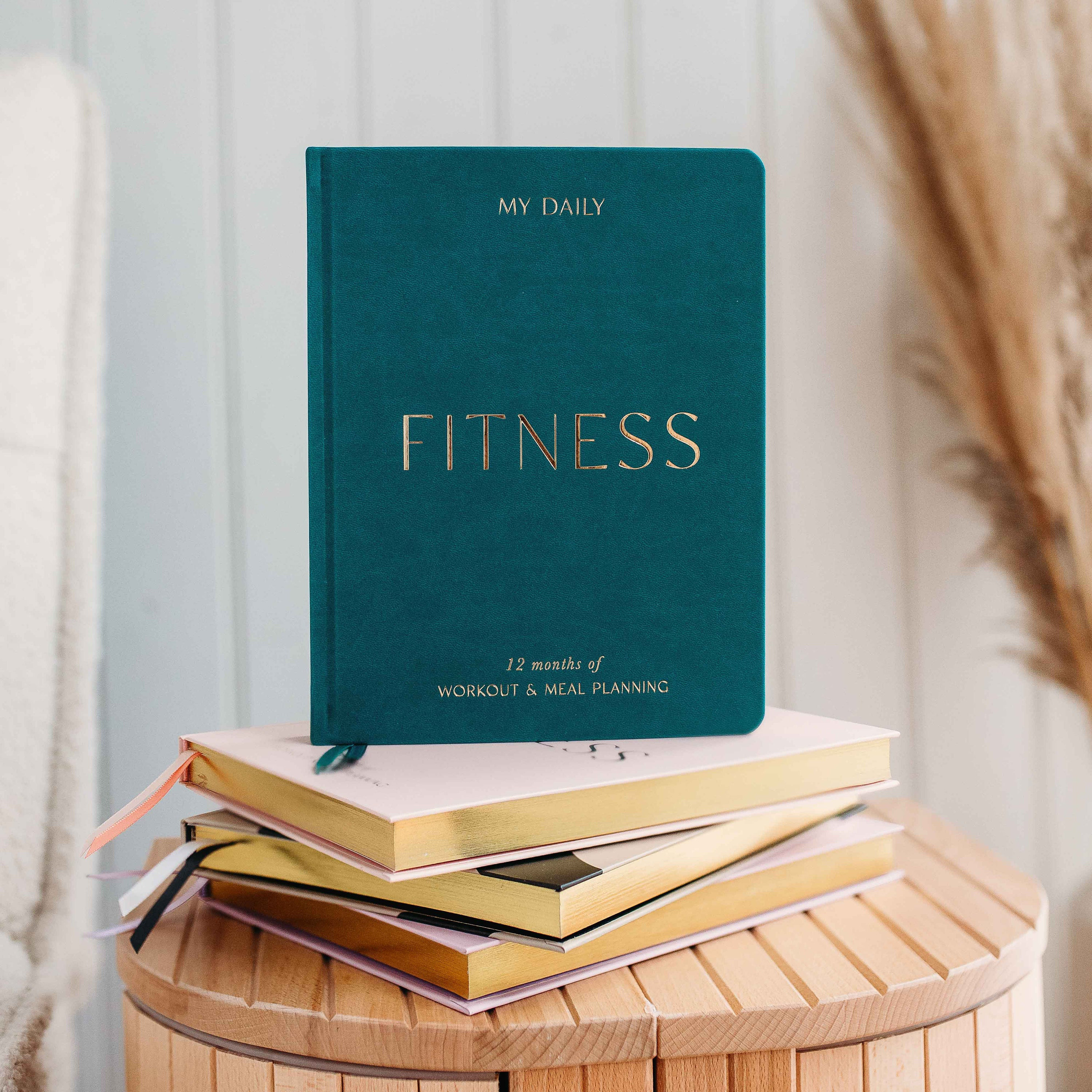 My Daily Fitness Planner -  Wellness Journal (Forest -  Vegan Leather) - luxury gift for her, gym planner and meal planner