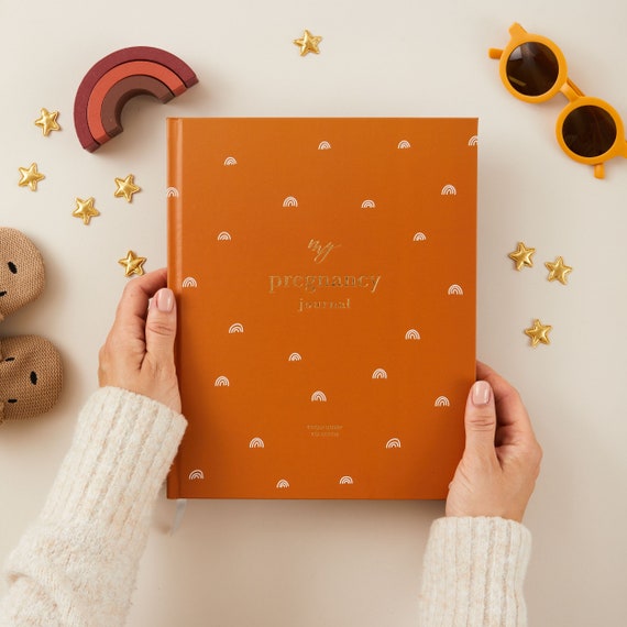 My Pregnancy Journal, Expectant Mother Gift, Pregnancy Planner - Rainbow - gift for parents to be, pregnancy record book w/gilt edges