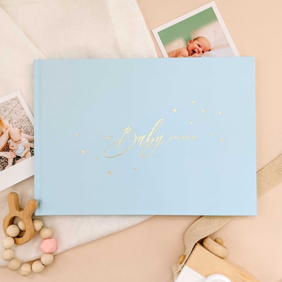 Luxury baby memory book My baby journal blue with gold Etsy