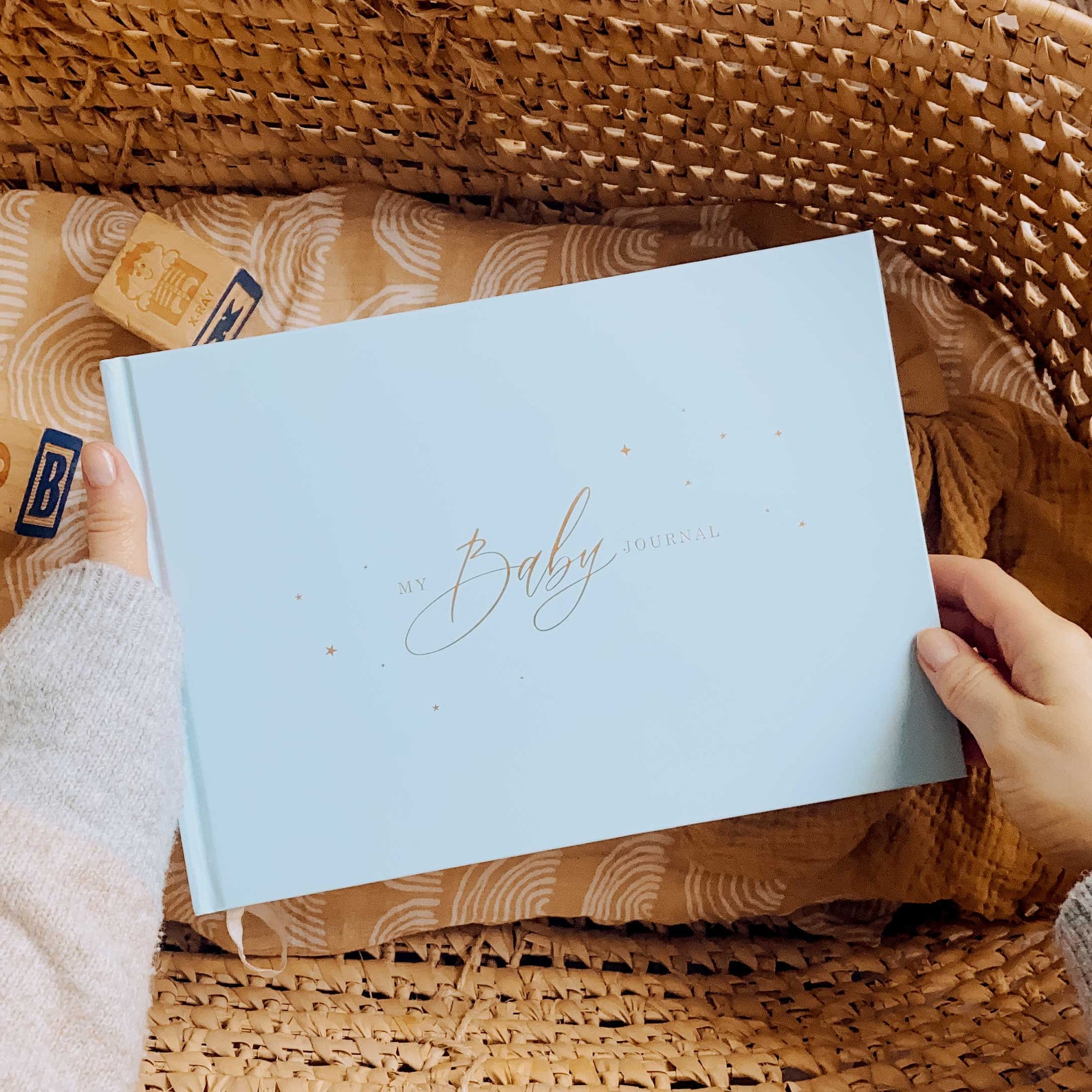 Luxury Baby Memory Book my Baby Journal Blue With Gold Foil Etsy UK