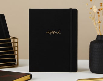 Luxury Notebook / Journal - Black (Cloth) - for listmaking, journaling, note taking, gift for her, work from home, gilded edges