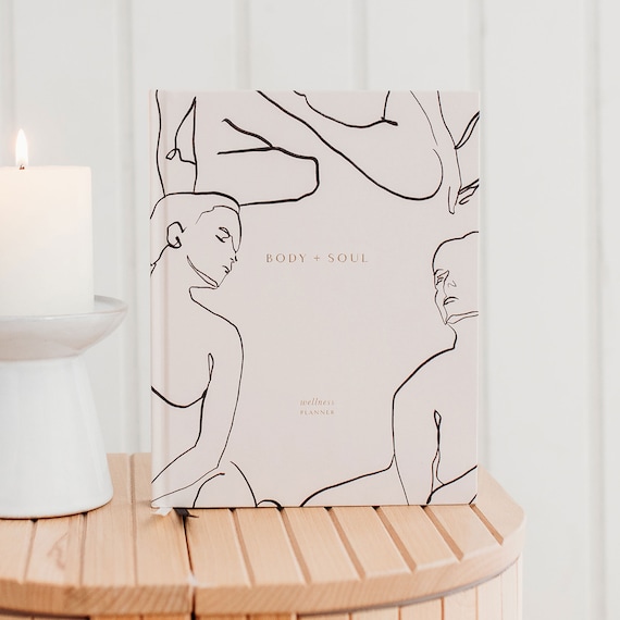 Body + Soul (Solstice) Wellness Journal and Planner - luxury gift for her, undated planner book, self-care and gratitude journal w/stickers
