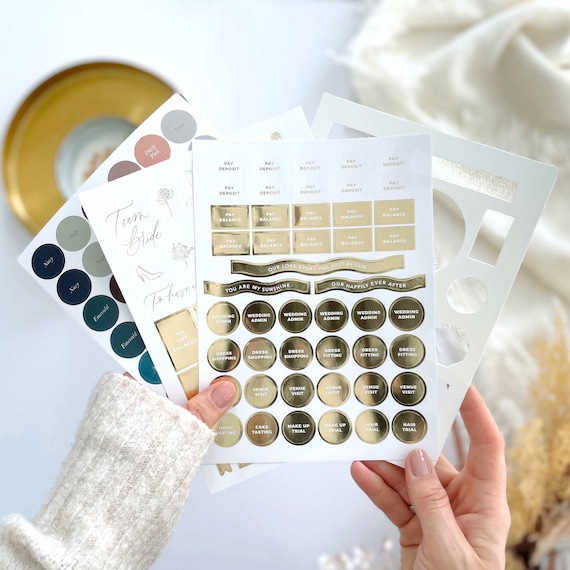 White & Gold Wedding Planner Bundle | Bride Engagement Gift Set Personalized Wedding Planner Binder: Bride Engagement Gift  main image 4