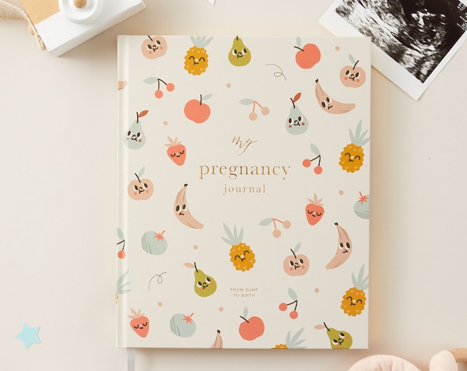 My Pregnancy Journal (Tutti Frutti), Expectant Mother Gift, Pregnancy Planner, gift for her, parents to be, record book with gilded edges