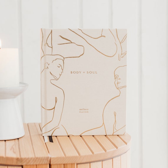 Body + Soul (Cloth) Wellness Journal and Planner - luxury gift for her, undated planner book, self-care and gratitude journal
