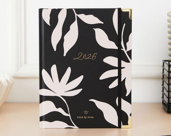 Flora II 2026 Weekly Planner – Luxury Gold Foil Diary, 12 Month Weekly Diary