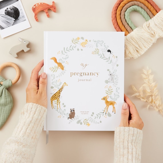 My Pregnancy Journal, Expectant Mother Gift, Pregnancy Planner - Animals - gift for parents to be, pregnancy record book w/gilded edges