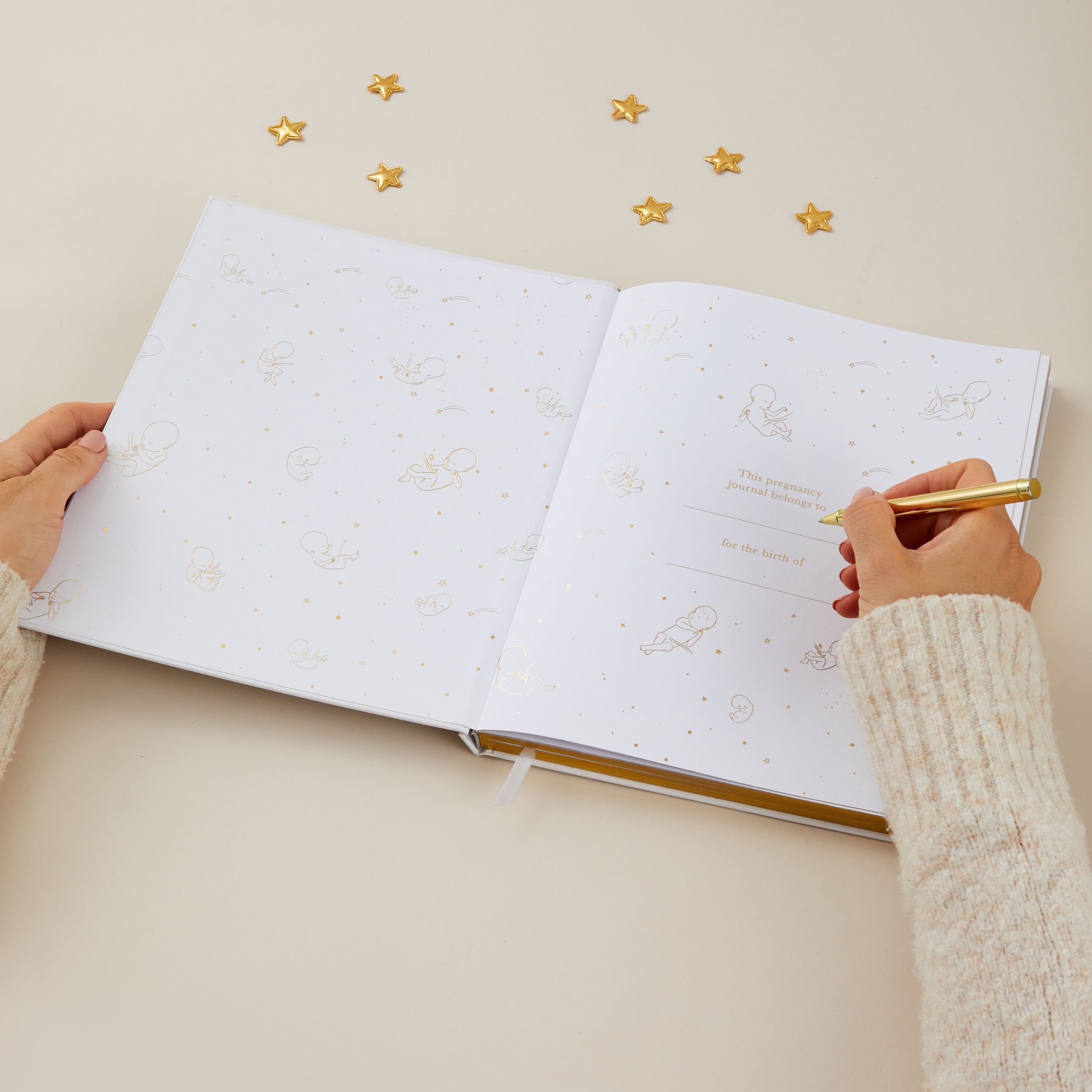 My Pregnancy Journal, Expectant Mother Gift, Pregnancy Planner - Pearl - gift for parents to be, pregnancy record book w/gilded edges