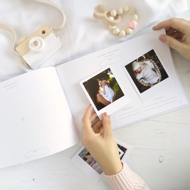 Luxury Baby Memory Book – (My baby journal - Grey with Gold Foil), baby shower gift, new parents gift, grandparents, with gilded edges bild 6