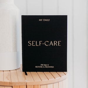 My Daily Self-Care Journal -  Wellness Journal (Black) - luxury gift for her, self-care and gratitude journal, with sticker sheets