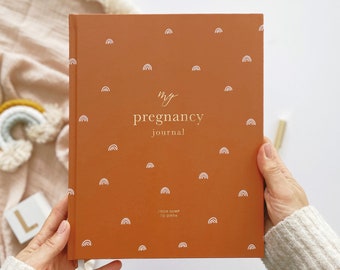 My Pregnancy Journal, Expectant Mother Gift, Pregnancy Planner - Rainbow - gift for parents to be, pregnancy record book w/gilt edges