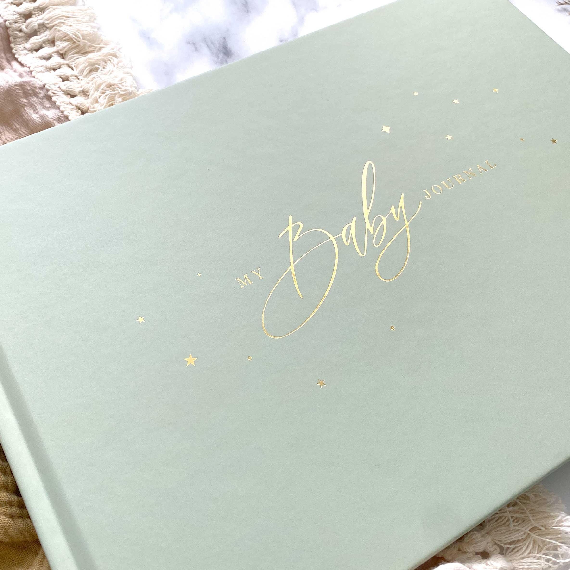 Luxury Baby Memory Book my Baby Journal Green With Gold Etsy UK
