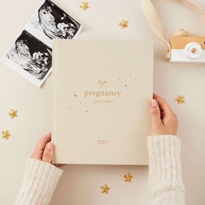 My Pregnancy Journal, Expectant Mother Gift, Pregnancy Planner Pearl gift for parents to be, pregnancy record book w/gilded edges Bild 1