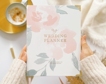 Floral and Gold Foil Wedding Planner Book - wedding notebook, engagement gift, organiser, checklists for brides, w/ gilded edges