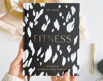 NEW - My Daily Fitness Planner -  Wellness Journal (Noir) - luxury gift for her, gym planner and meal planner, workout and habit tracker