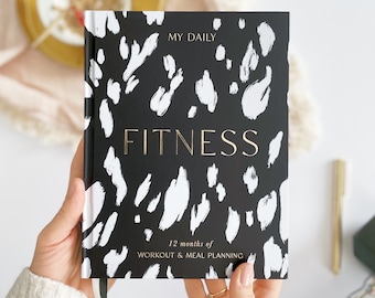 NEW - My Daily Fitness Planner -  Wellness Journal (Noir) - luxury gift for her, gym planner and meal planner, workout and habit tracker