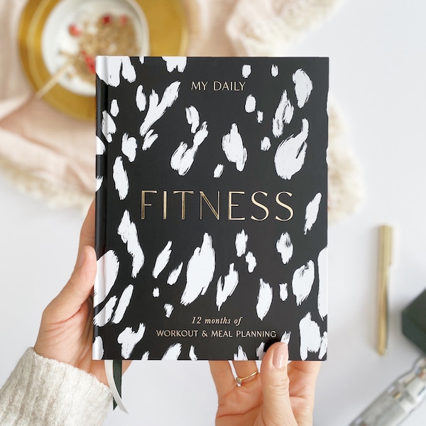 NEW - My Daily Fitness Planner -  Wellness Journal (Noir) - luxury gift for her, gym planner and meal planner, workout and habit tracker