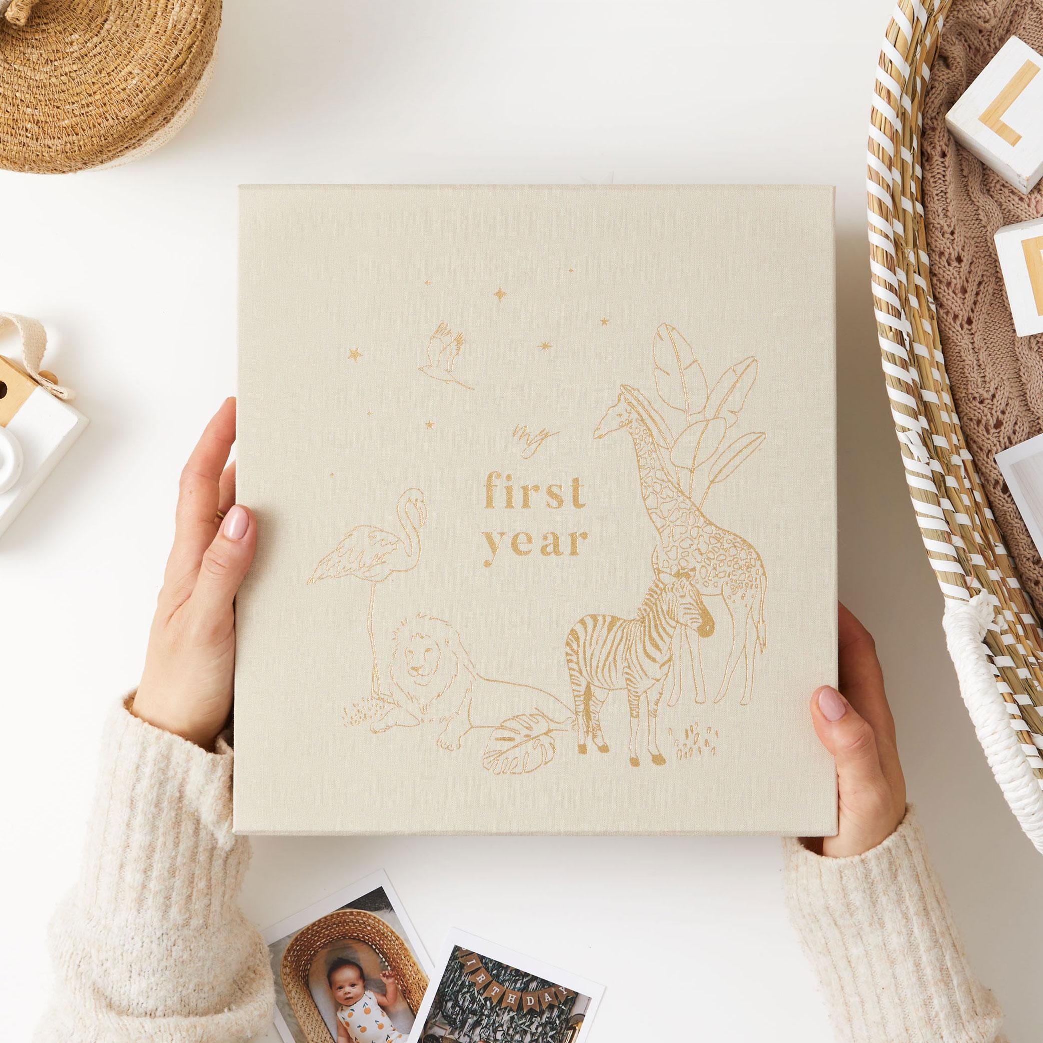 My First Year (birth to 1 year old) Safari - Photo Album - memory album, keepsake gift, record book, blank pages