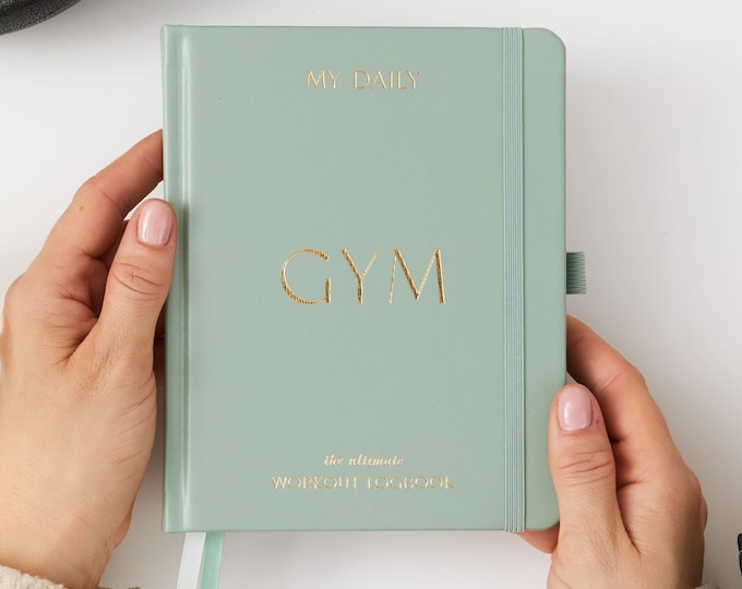 My Daily Gym - Gym Exercise Planner (Green) - luxury gift for her, gym planner, fitness tracker, wellness journal, workout record