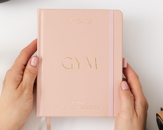 My Daily Gym - Gym Exercise Planner (Sunset Pink) - luxury gift for her, gym planner, fitness tracker, wellness journal, workout record