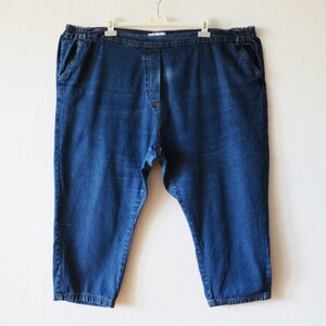 Vintage Oversized Denim Short Jeans: Dark Blue, Plus Size 5XL