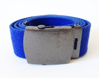 Blue Canvas Belt Metal Buckle Belt Blue Cotton Belt Cotton Canvas Belt Hipster Belt Unisex Belt Wide Thick Canvas Belt Hipster Festival Belt