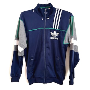 Vintage Adidas Track Jacket | Blue Sports Zip Top | Size 176 Streetwear Style | Retro Graphic Windbreakers | Sportswear Zip Up Windbreaker