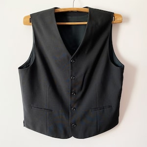Black Mens Vest Steampunk Vest Gentlemen&#39;s Edwardian Waistcoat Victorian Formal Wear Waistcoat Back To School Dress Up Size Large Vest