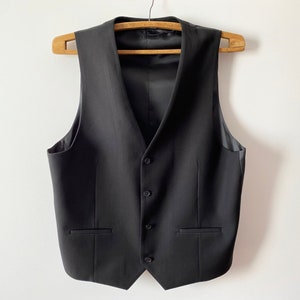 Black Mens Vest Steampunk Vest Gentlemen&#39;s Edwardian Waistcoat Victorian Formal Wear Waistcoat Back To School Dress Up Size Large Men&#39;s Vest
